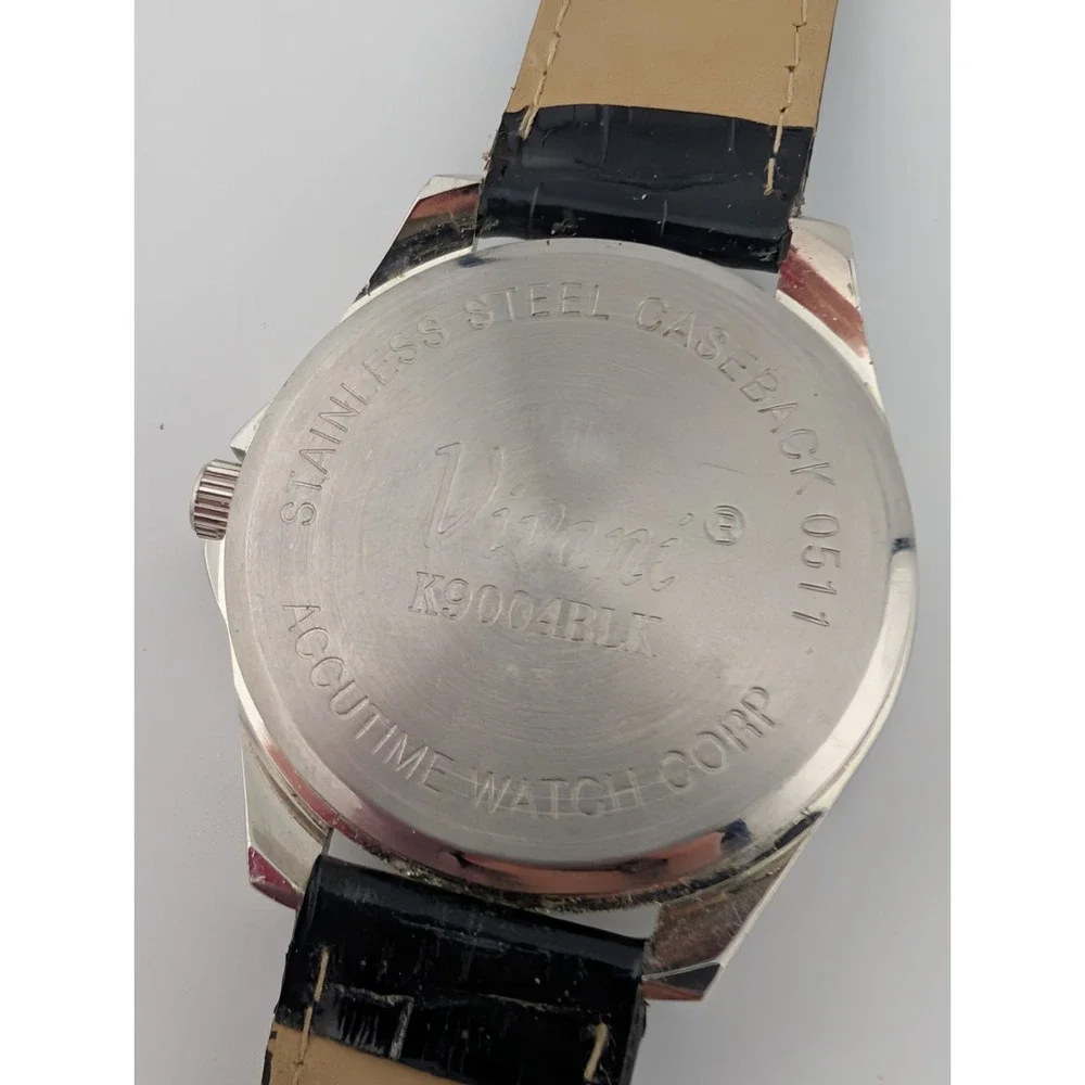 Vivani Watch Women 23mm Silver Tone‎ Case Black Band- New Battery